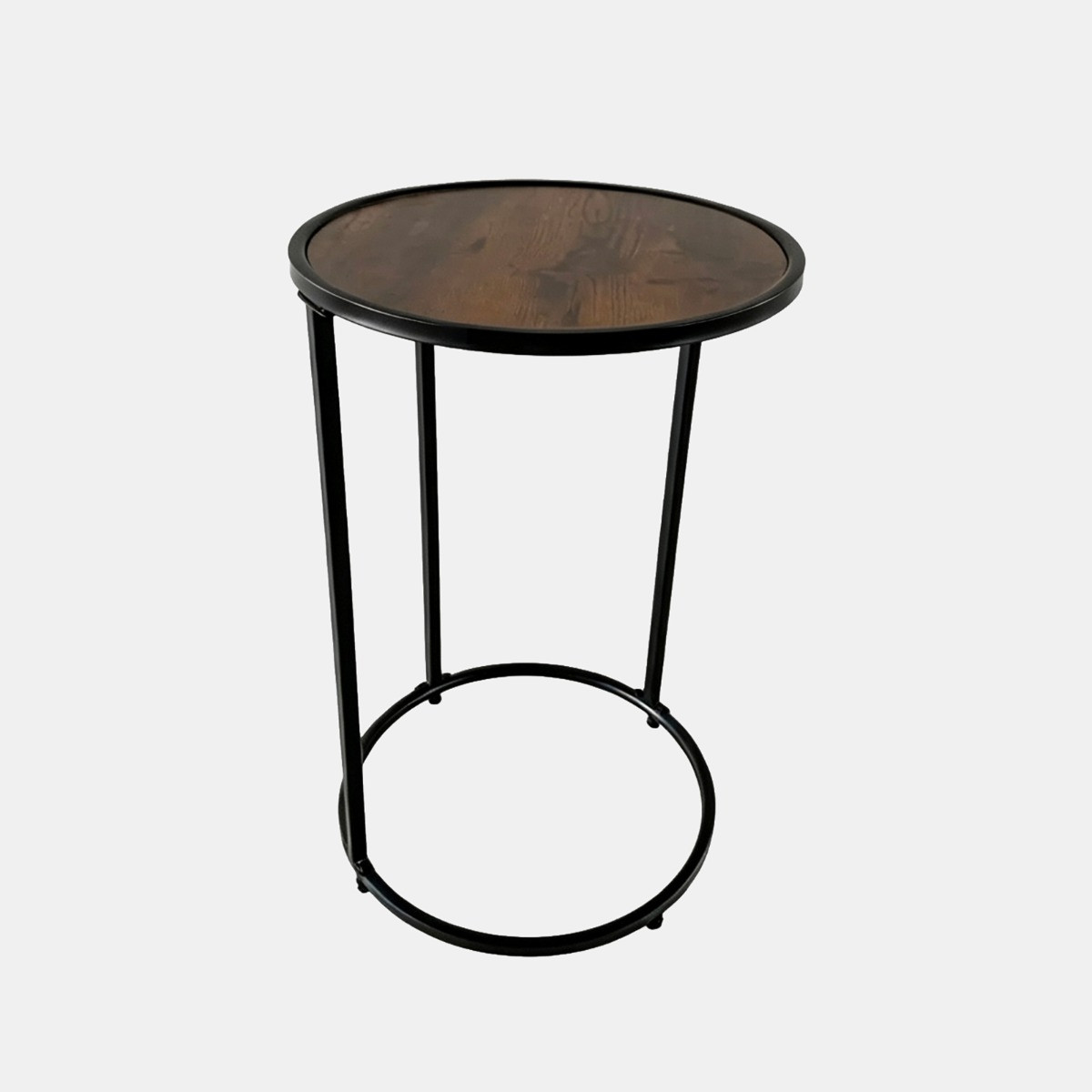 OHS Round C Shape Side Table - Dark Wood>