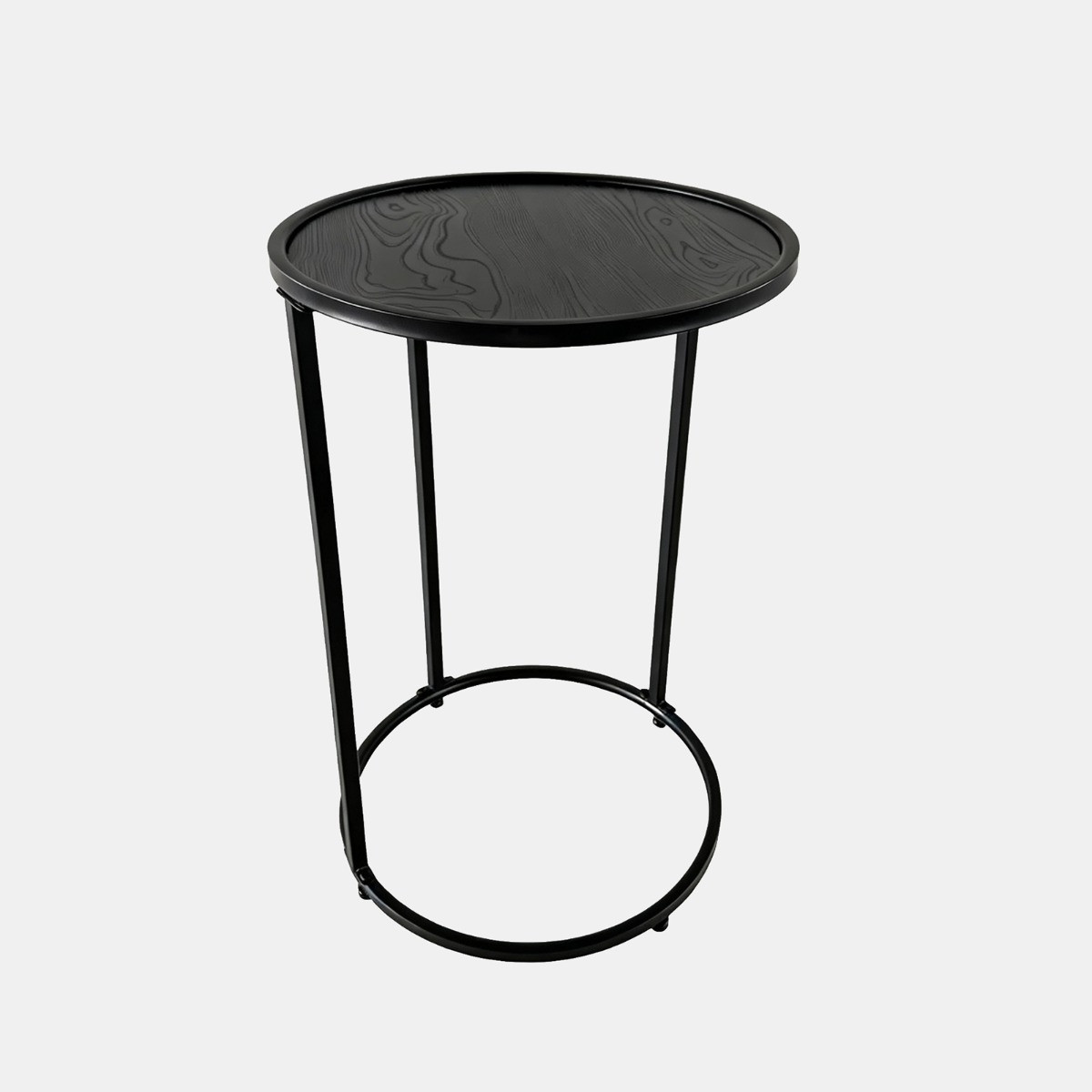 OHS Round C Shape Side Table - Black>