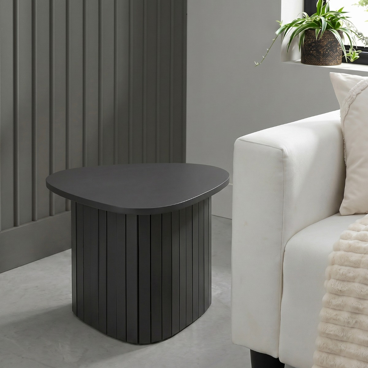 OHS Madison Ribbed Side Table - Dark Charcoal>