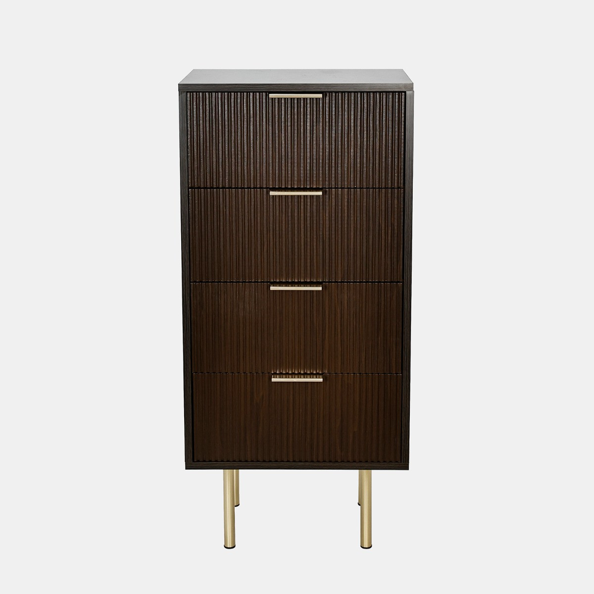 OHS Ribbed 4-Drawer Unit - Dark Wood>