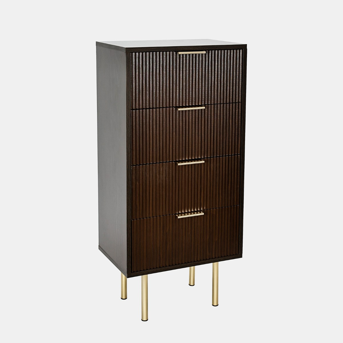 OHS Ribbed 4-Drawer Unit - Dark Wood>