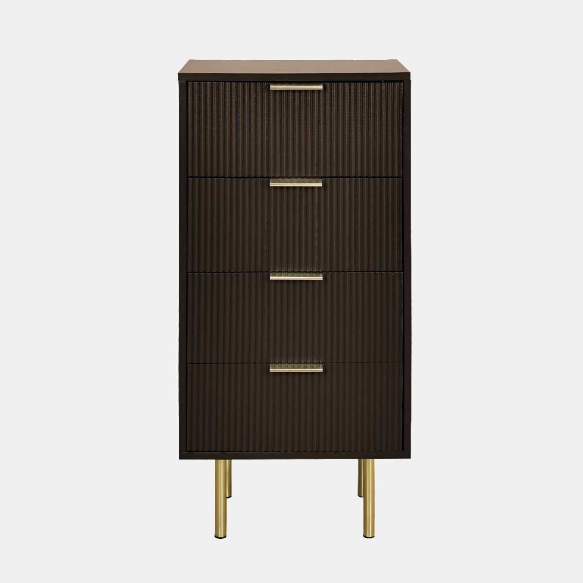 OHS Ribbed Wooden 4-Drawer Tier Unit - Chocolate Brown>