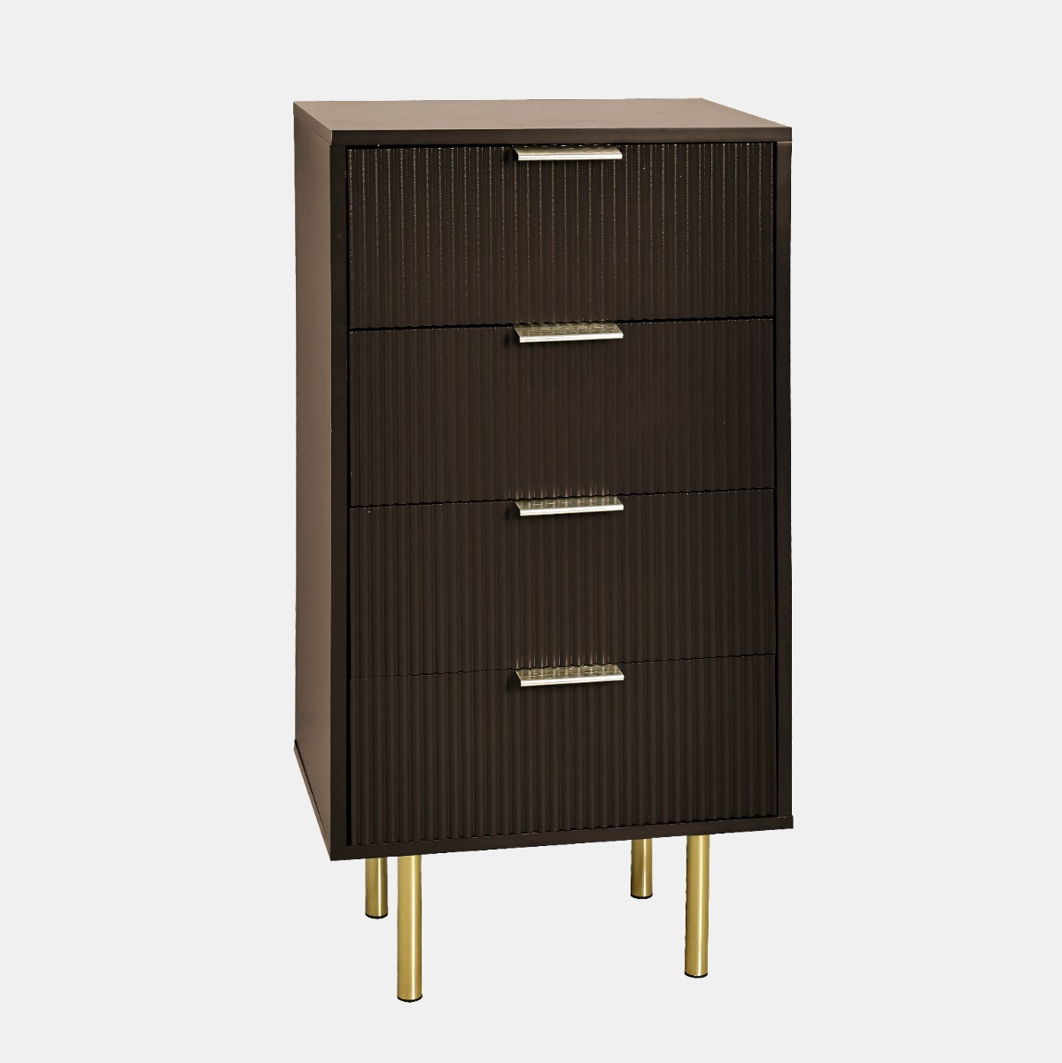 OHS Ribbed Wooden 4-Drawer Tier Unit - Chocolate Brown>
