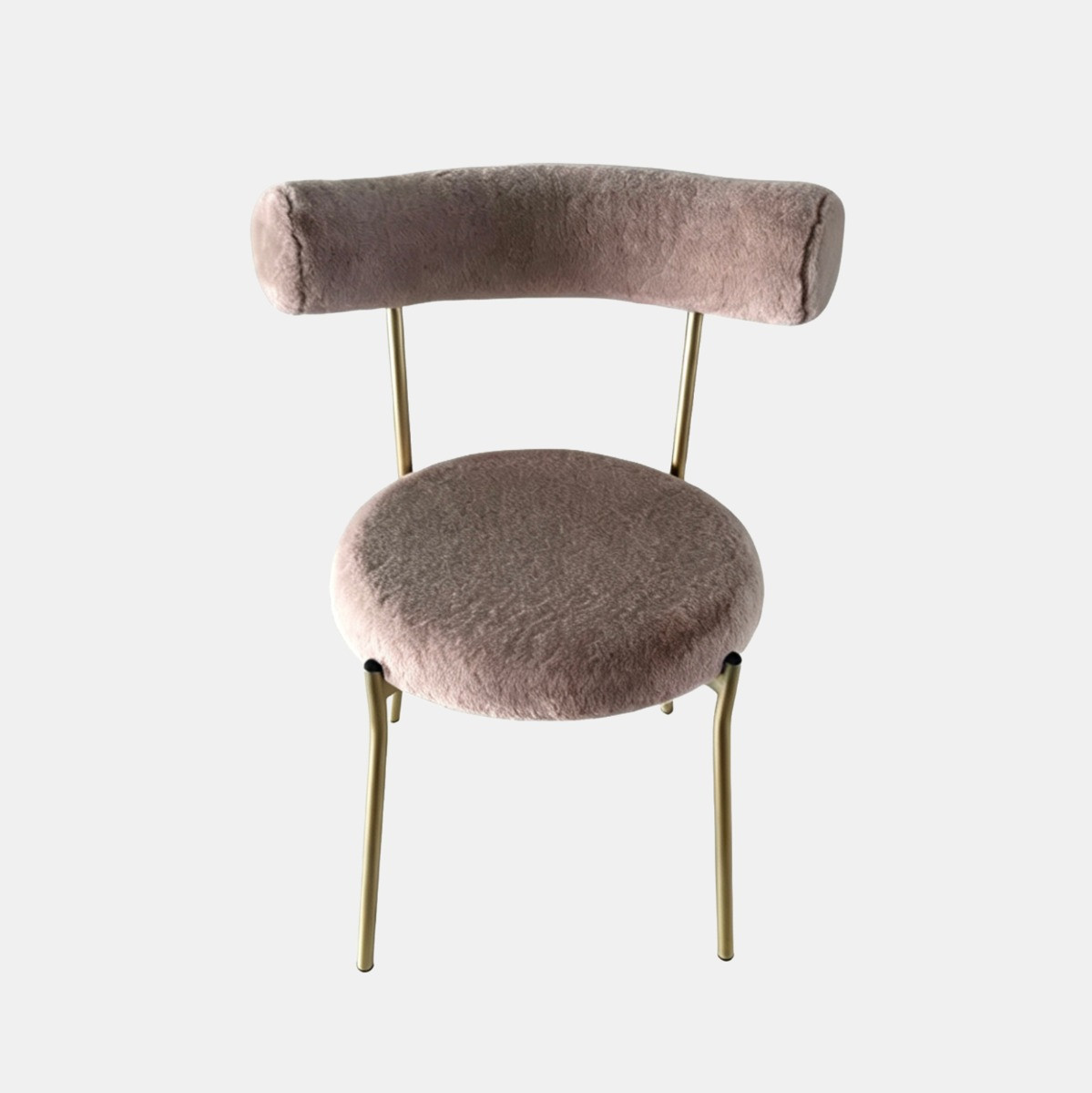 OHS Natural Fur Dining Chair - Mink/Gold>