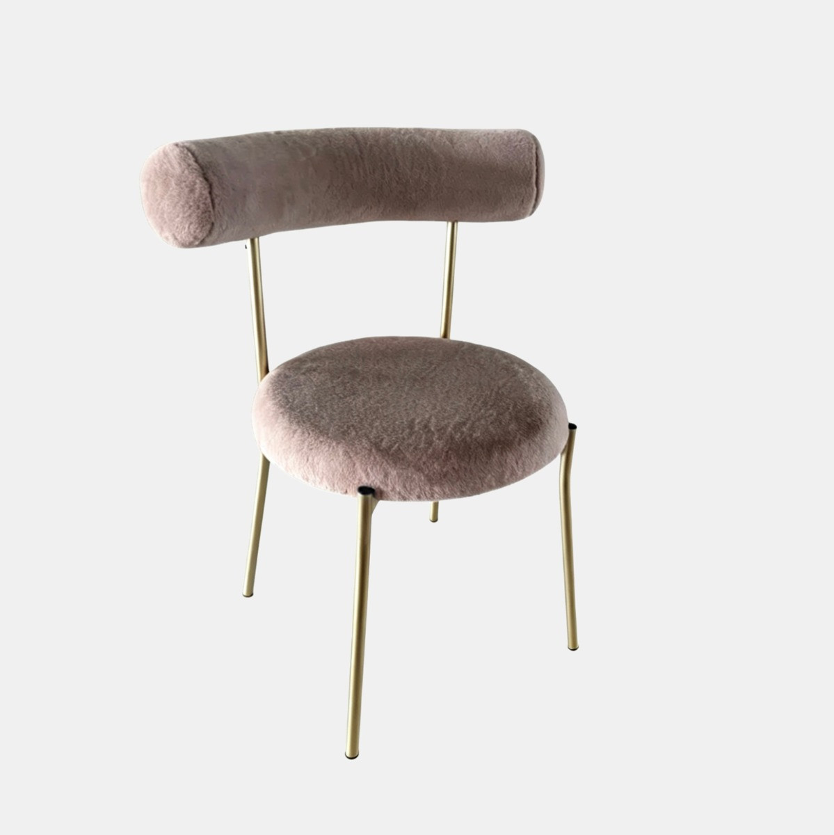 OHS Natural Fur Dining Chair - Mink/Gold>