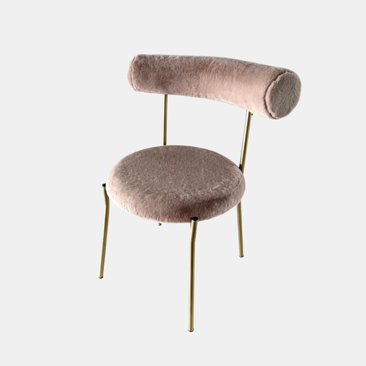 OHS Natural Fur Dining Chair - Mink/Gold>