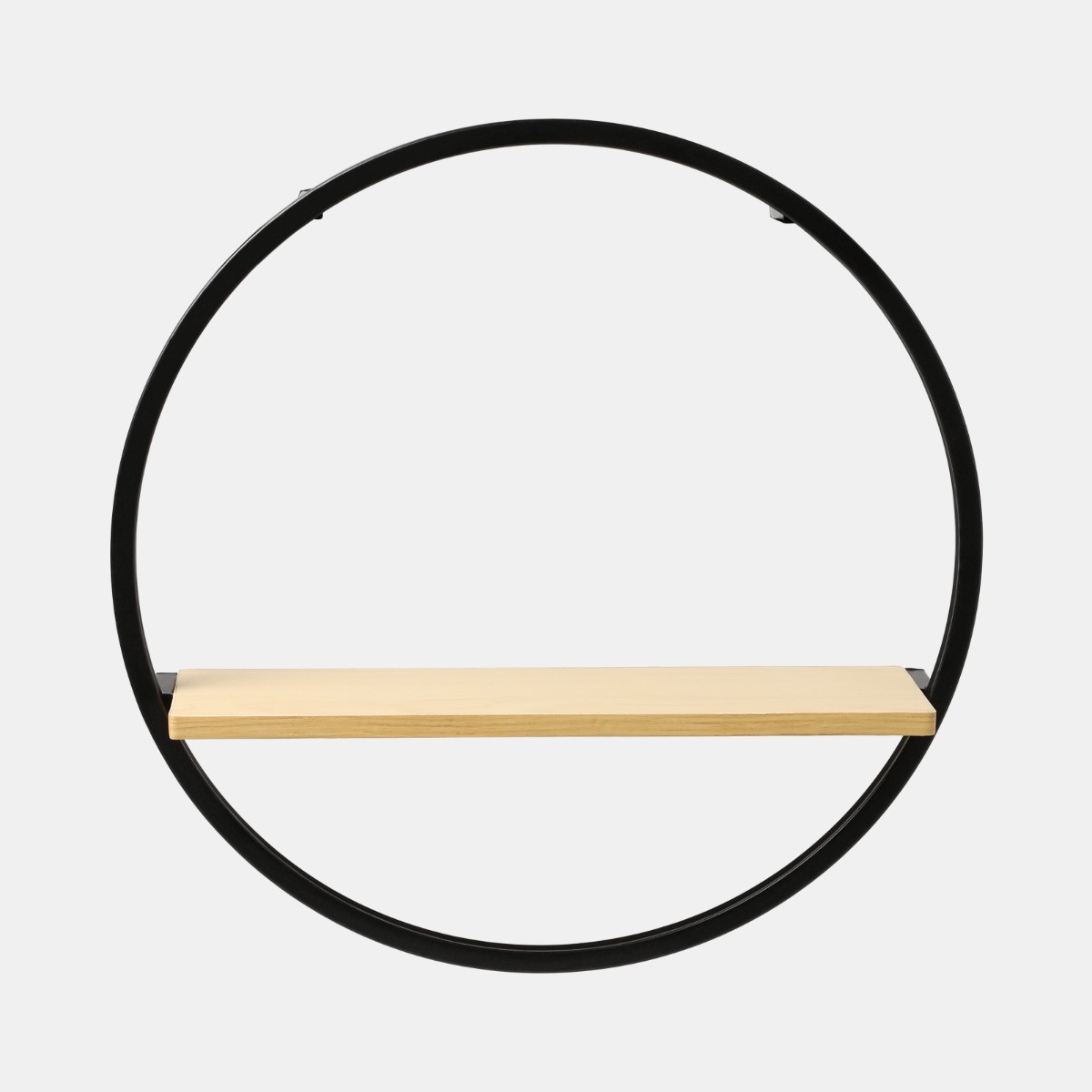 OHS Circle Towel Holder With Shelf - Black/Light Wood>