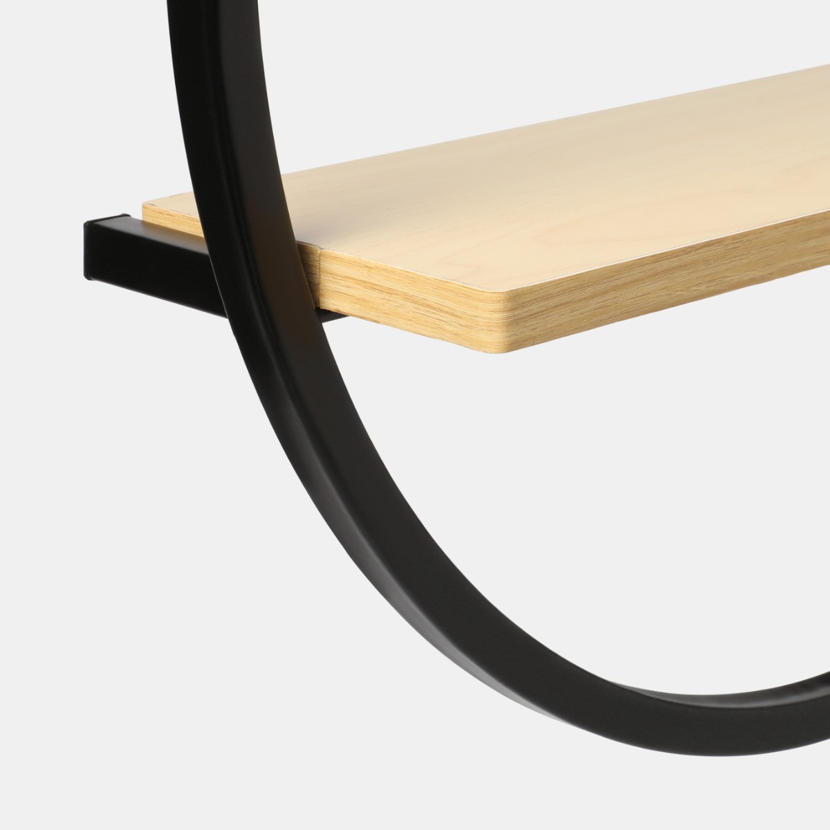 OHS Circle Towel Holder With Shelf - Black/Light Wood>