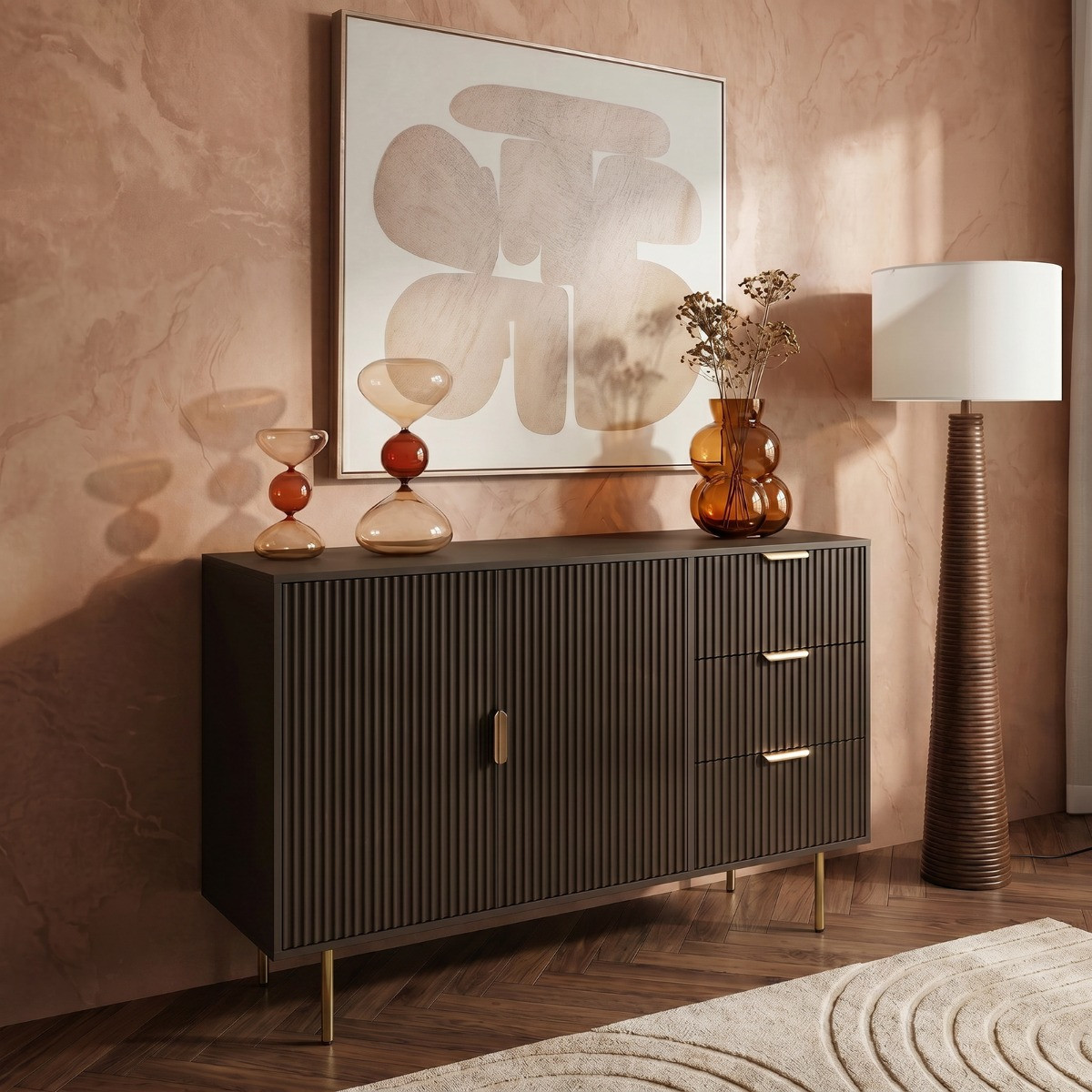 OHS Ribbed Sideboard - Coffee>