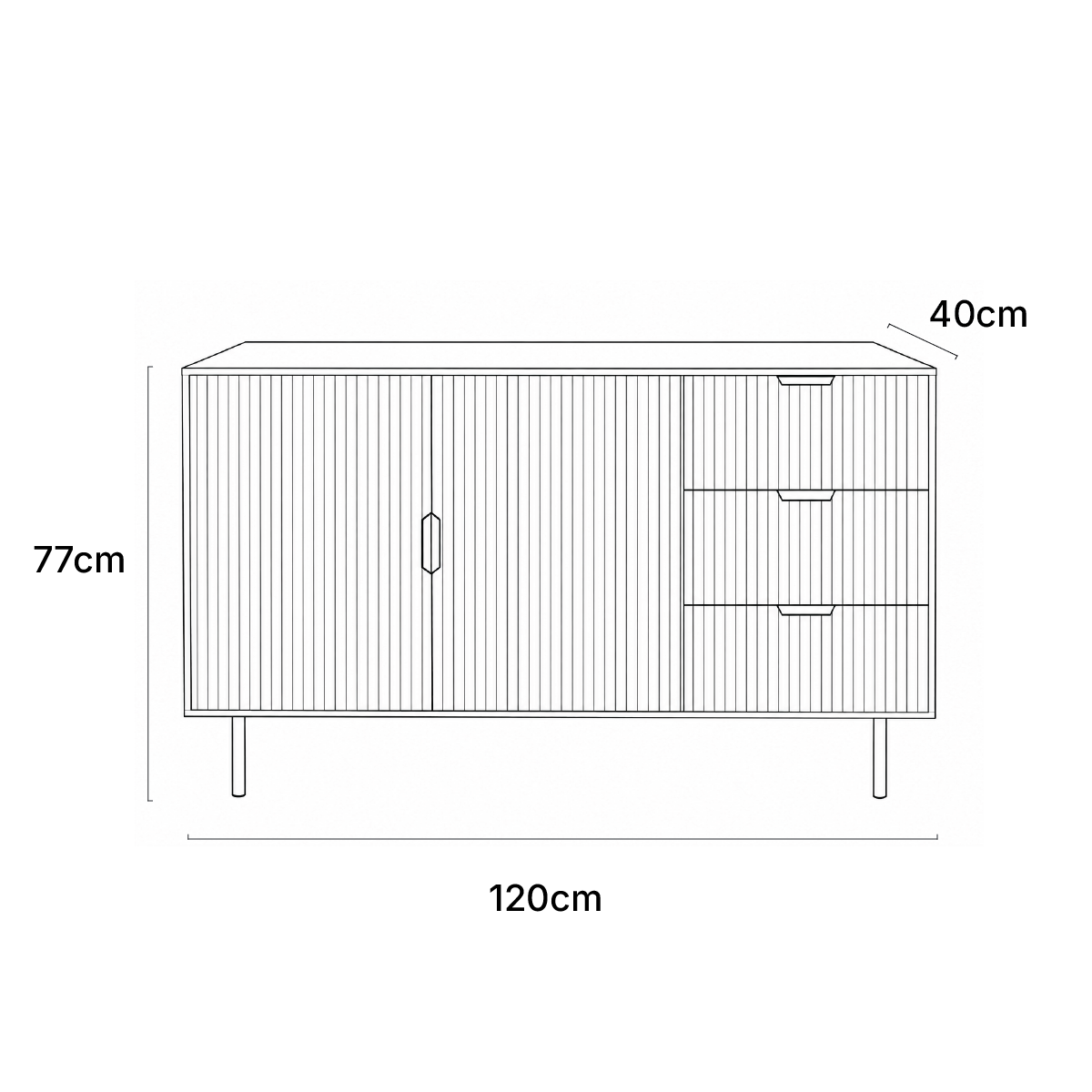 OHS Ribbed Sideboard - Coffee>