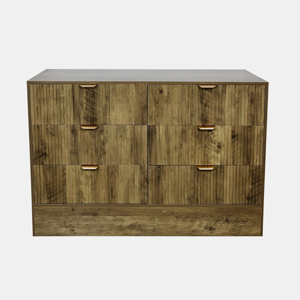 OHS Solid Ribbed 6-Drawer Unit - Medium Wood>