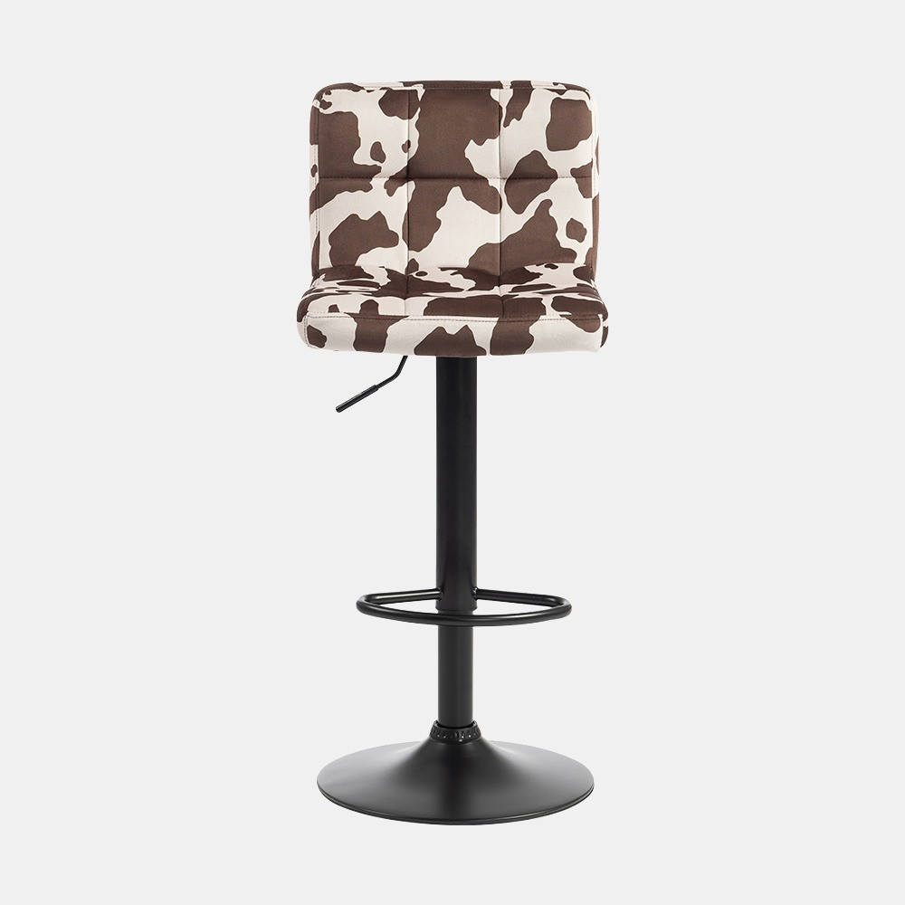 OHS Set of 2 Cow Print Adjustable Velvet Bar Stools - Brown/Black>