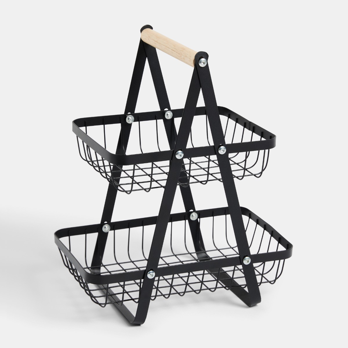 OHS 2-Tier Multipurpose Metal Wire Storage Basket - Black>