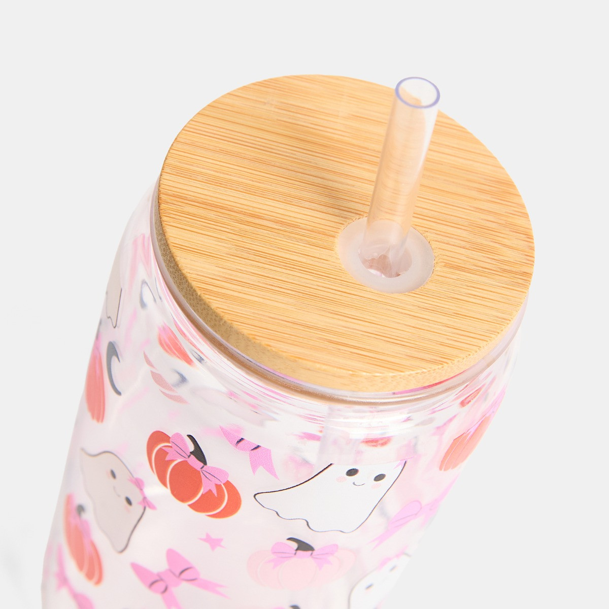 OHS 2 Pack Ghost Bow Print Plastic Drinking Jars - Multi>