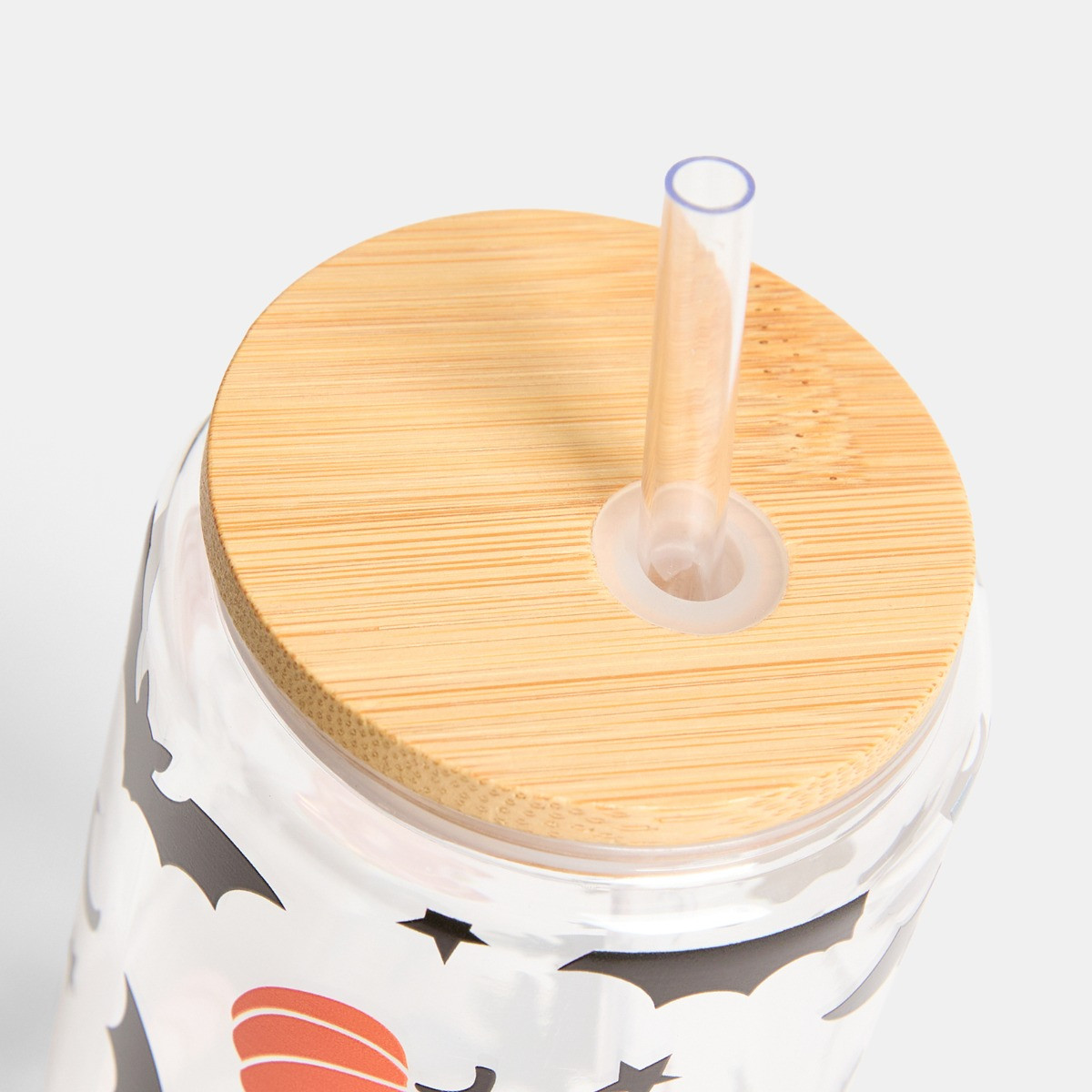 OHS 2 Pack Ghost Bat Print Plastic Drinking Jars - Multi>
