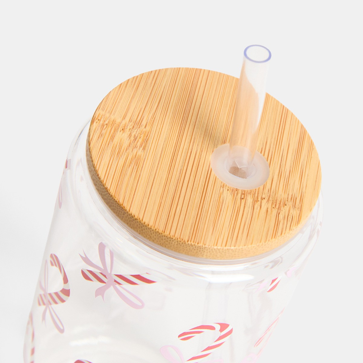 OHS 2 Pack Candy Cane Print Plastic Drinking Jars - Multi>