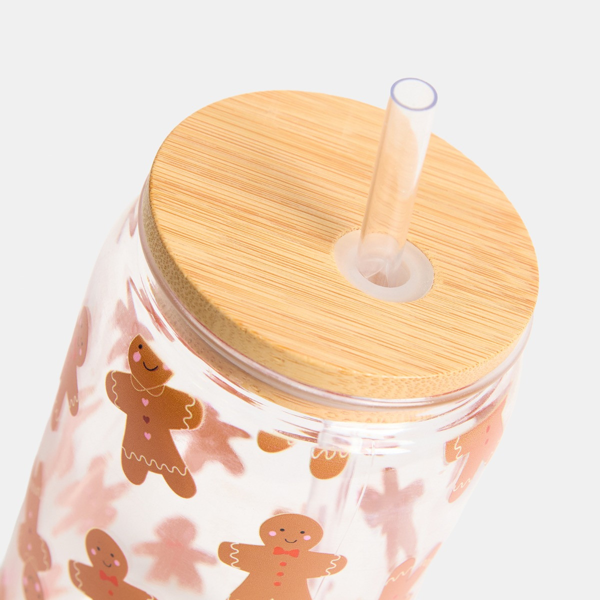 OHS 2 Pack Gingerbread Print Plastic Drinking Jars - Multi>