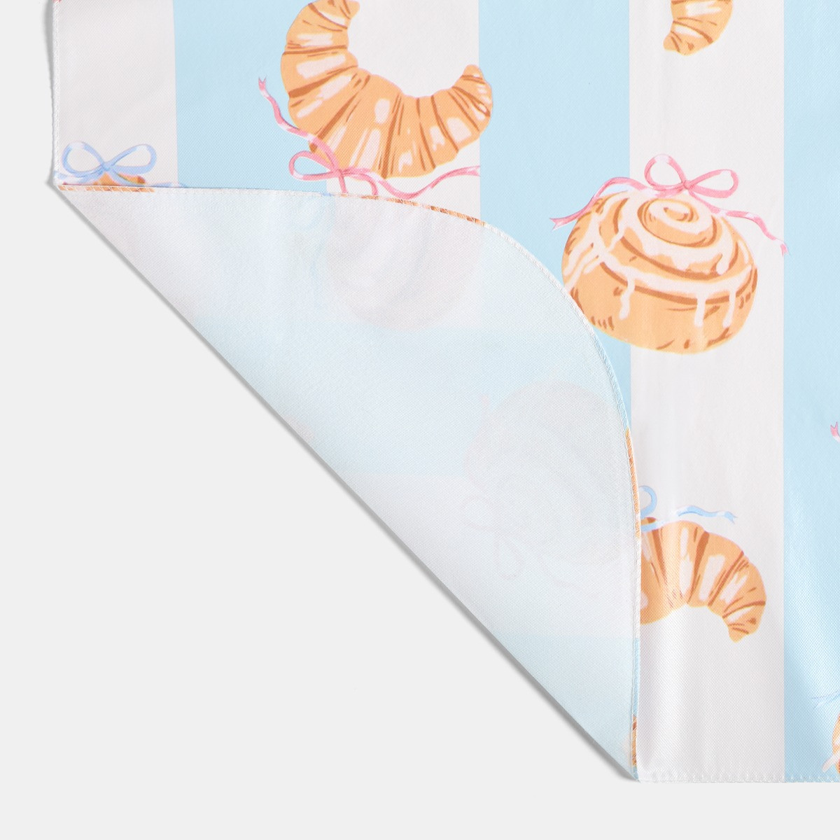 OHS Croissant Printed Table Cloth - Blue/White>