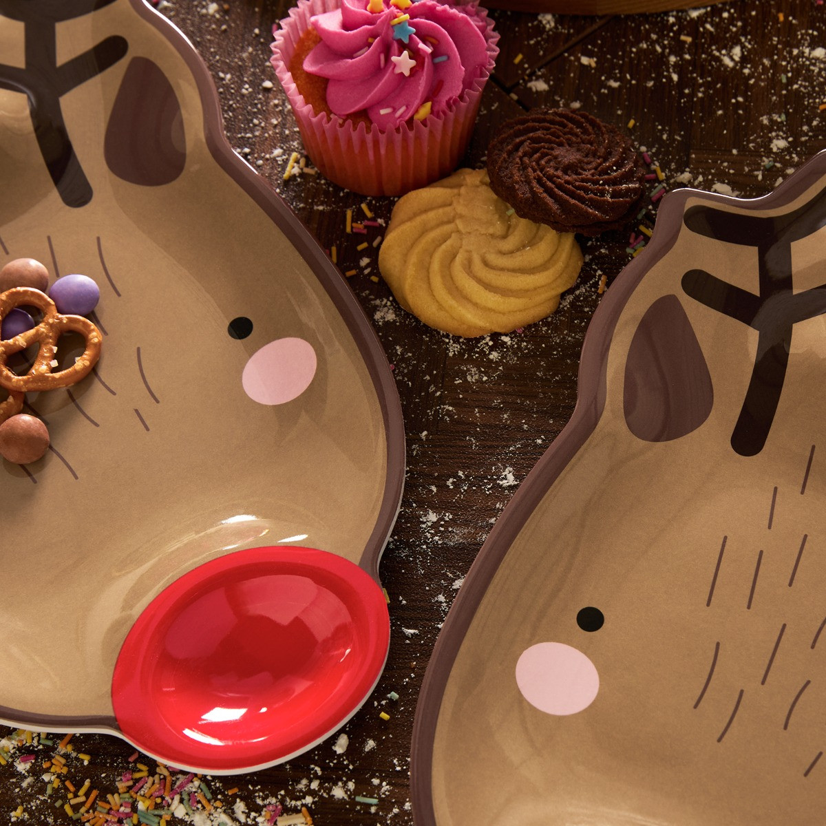 OHS 2 Pack Reindeer Dip Plate - Brown>