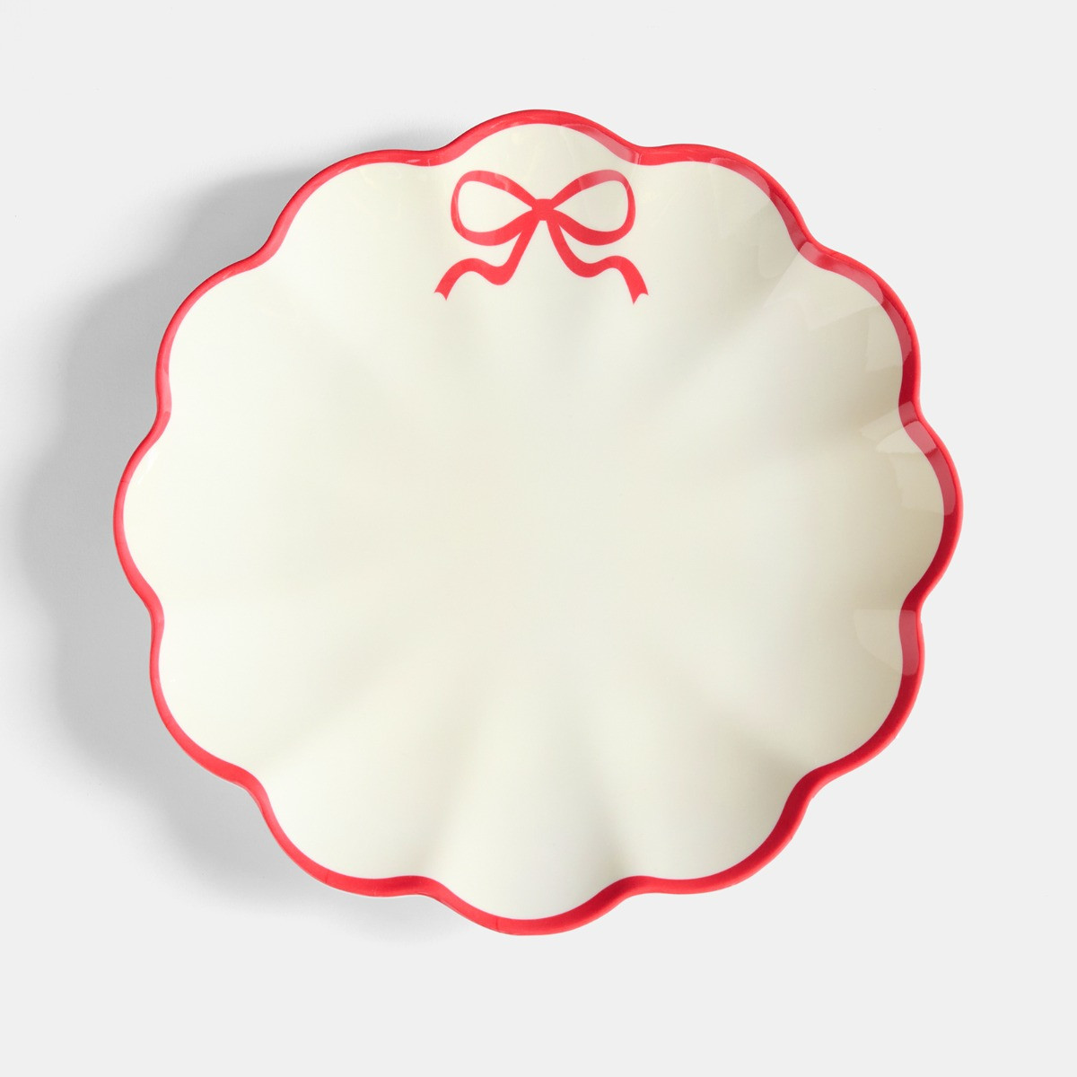 OHS 2 Pack Bow Scalloped Plate - Red/White>