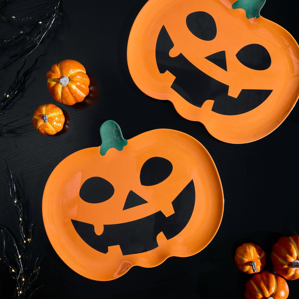 OHS 2 Pack Pumpkin Serving Platters - Orange>