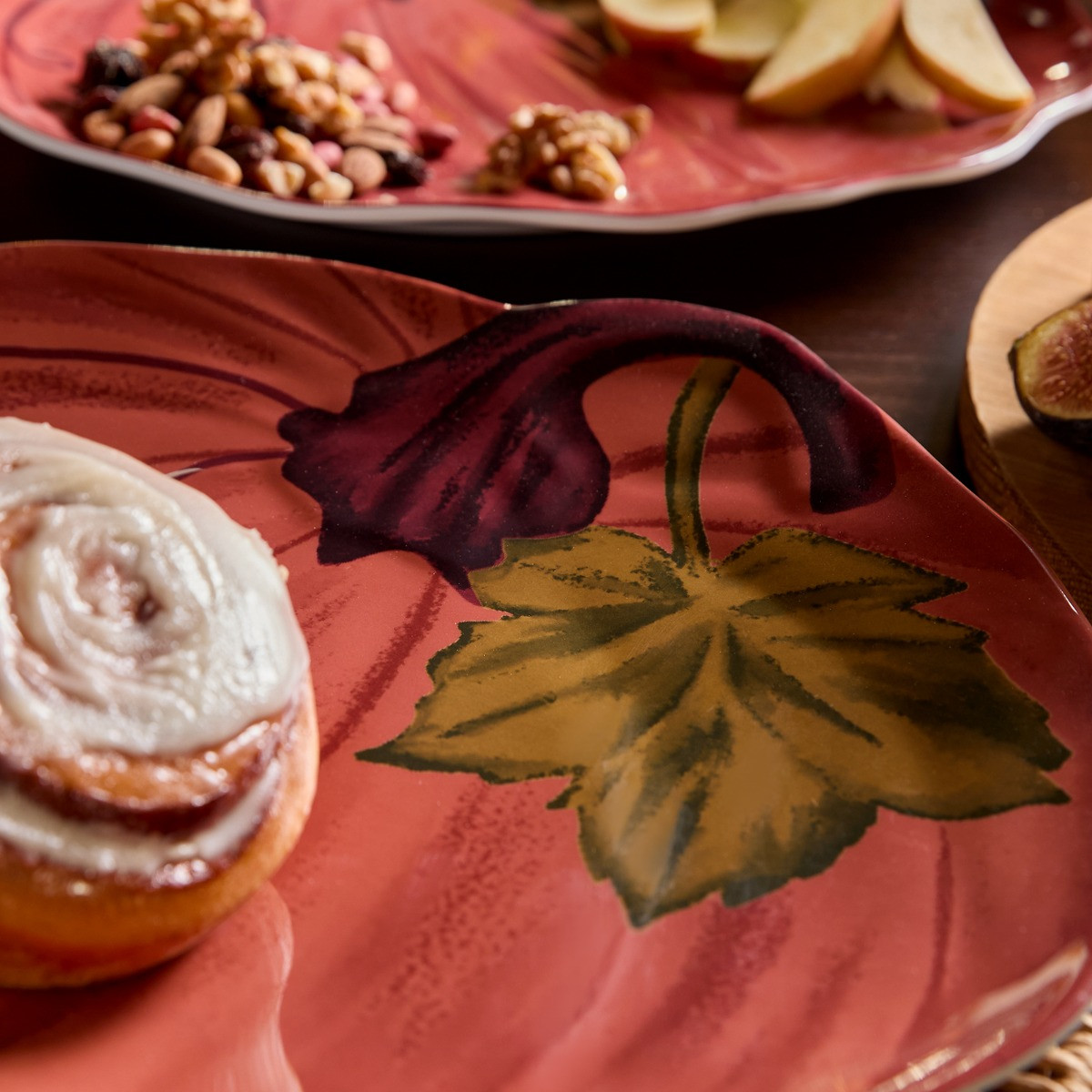 OHS 2 Pack Autumn Pumpkin Serving Platters - Rust>