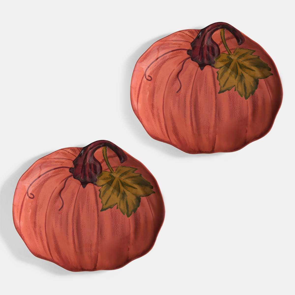 OHS 2 Pack Autumn Pumpkin Serving Platters - Rust>