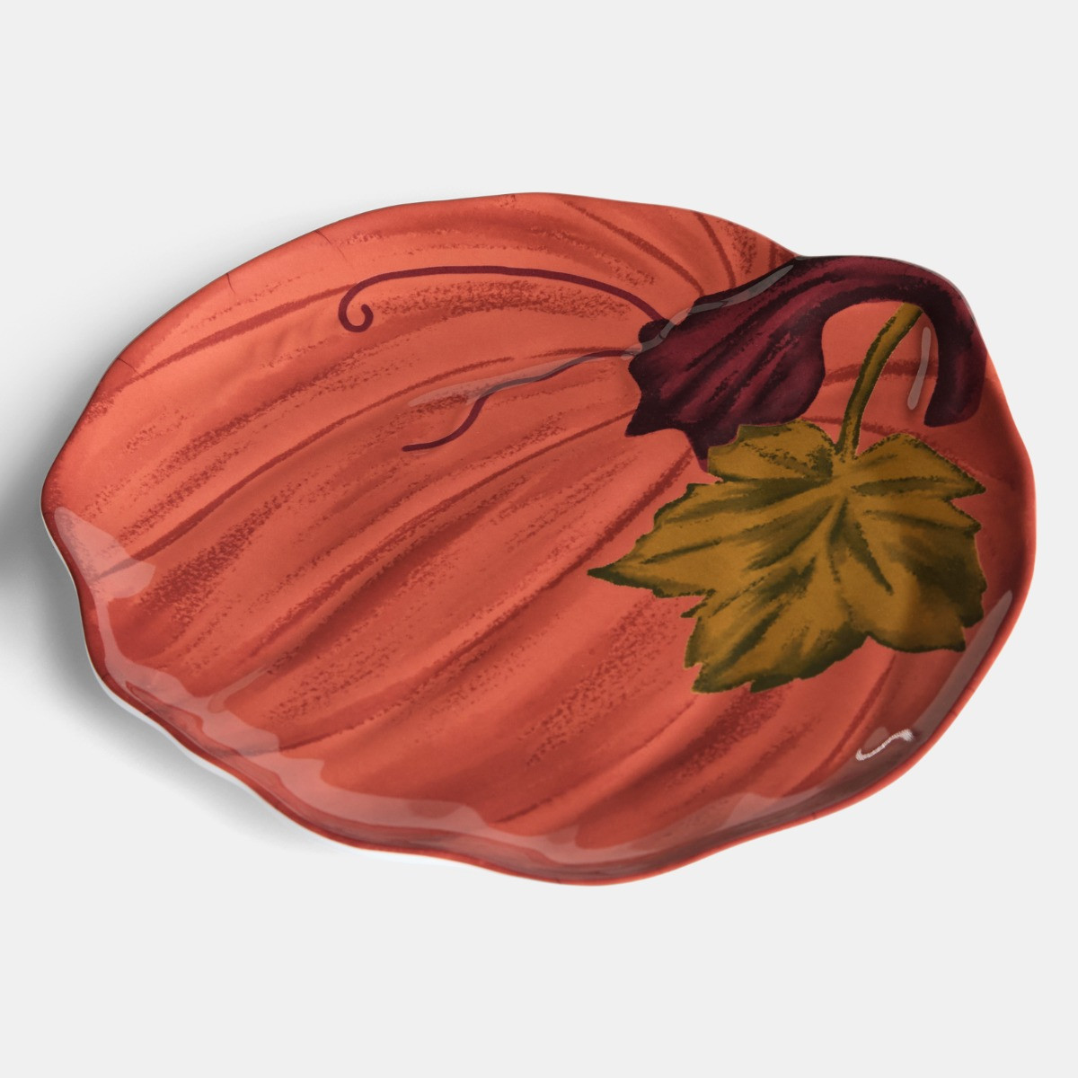 OHS 2 Pack Autumn Pumpkin Serving Platters - Rust>