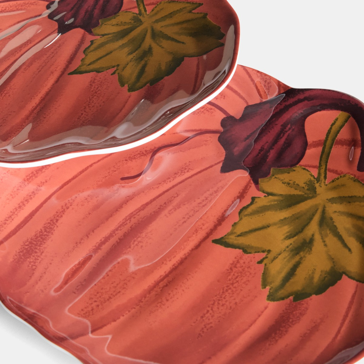 OHS 2 Pack Autumn Pumpkin Serving Platters - Rust>