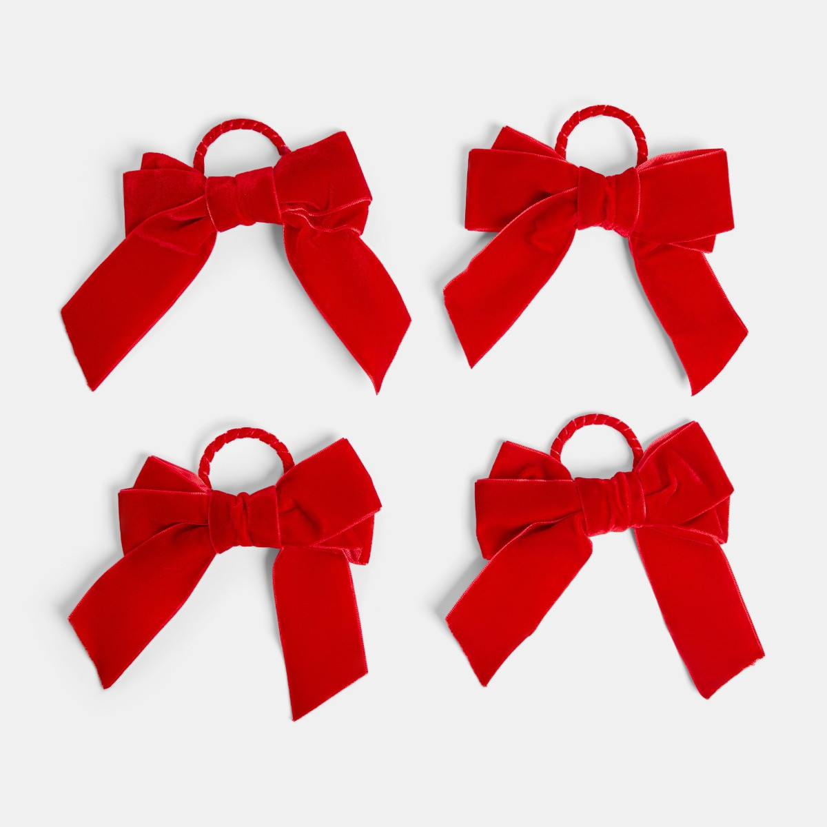 OHS 4 Pack Bow Napkin Rings - Red>