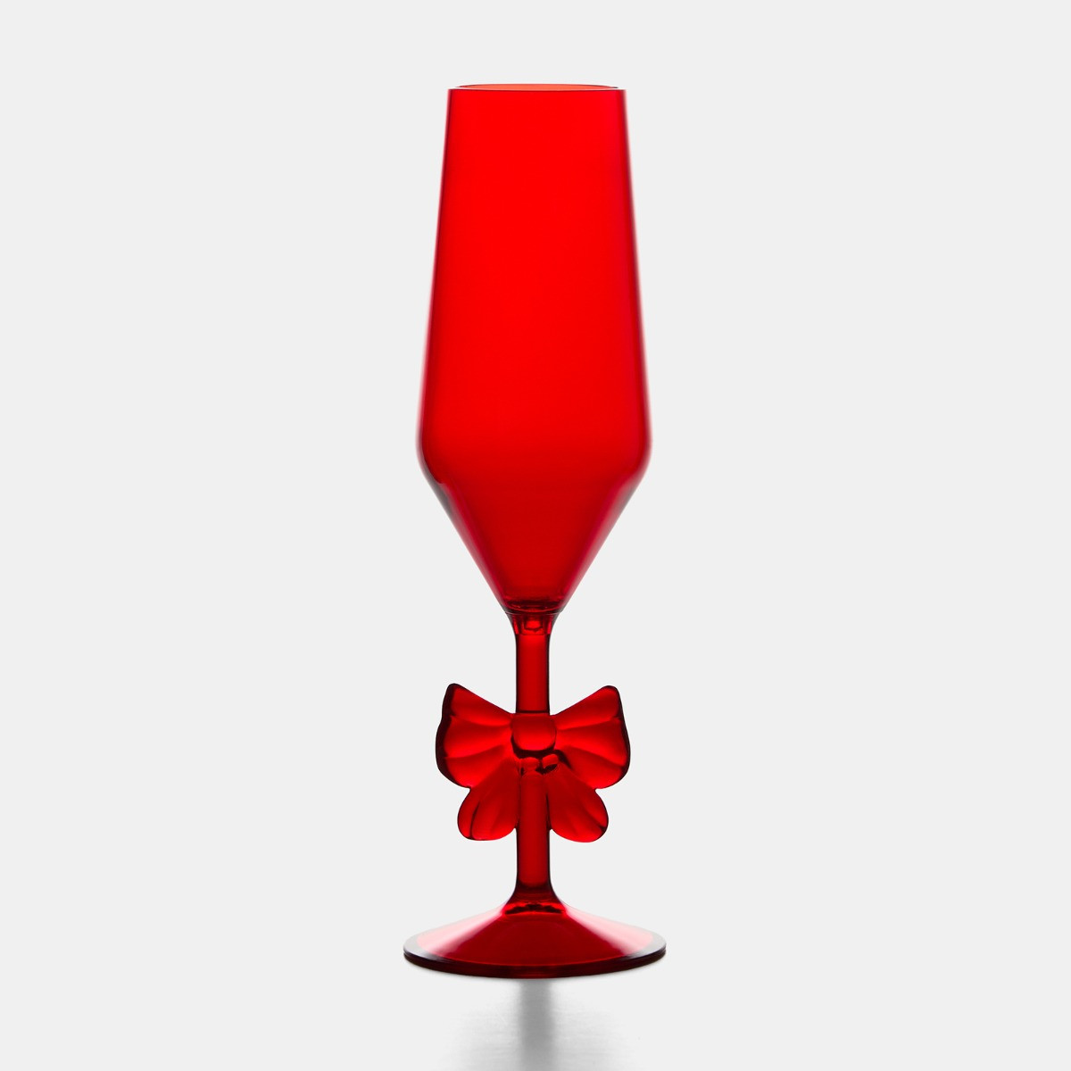 OHS Plastic Bow Flute Glasses, Red - 2 Pack>