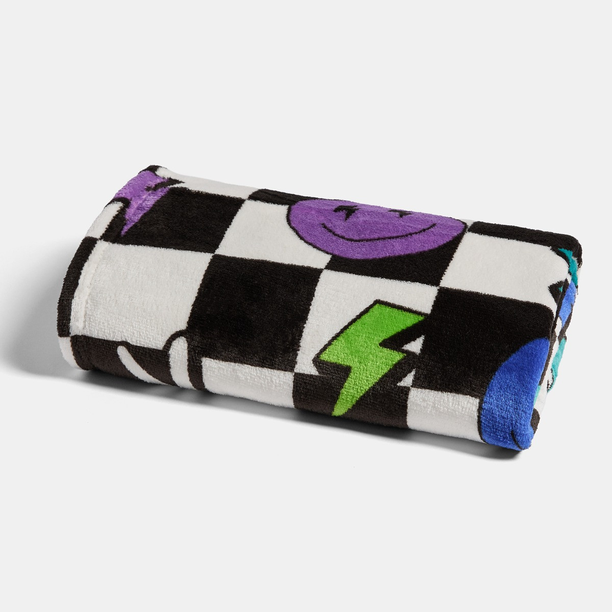 OHS Pet Checkerboard Sherpa Reverse Throw - Monochrome>