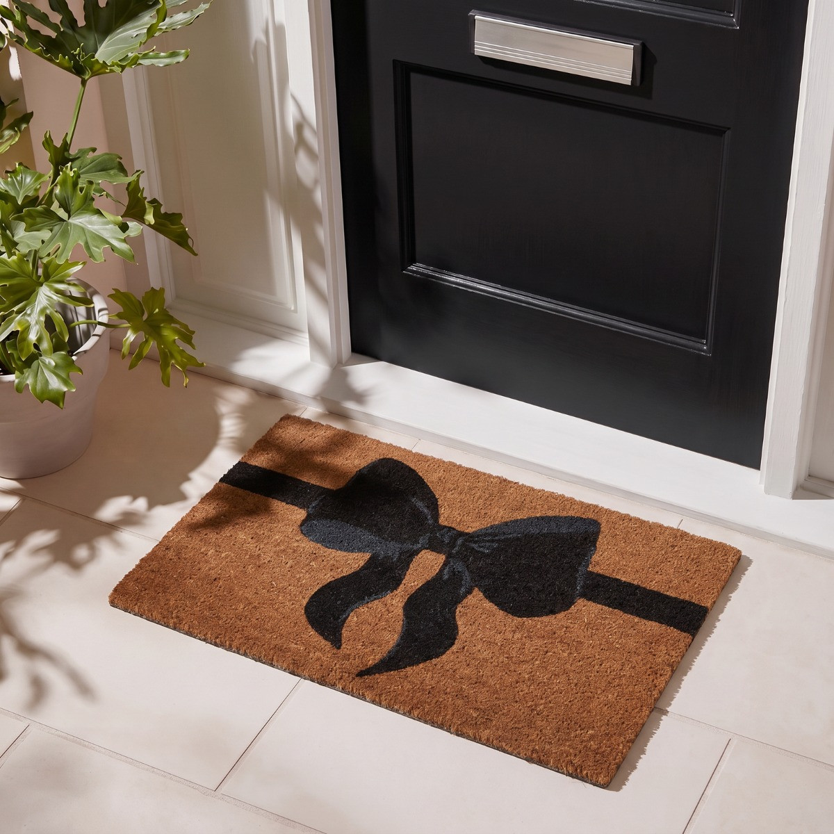 OHS Bow Print Coir Mat - Natural/Black>