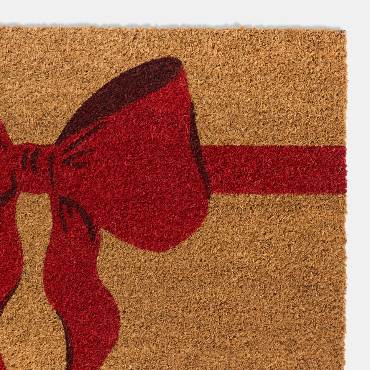 OHS Bow Print Coir Mat - Natural/Red >