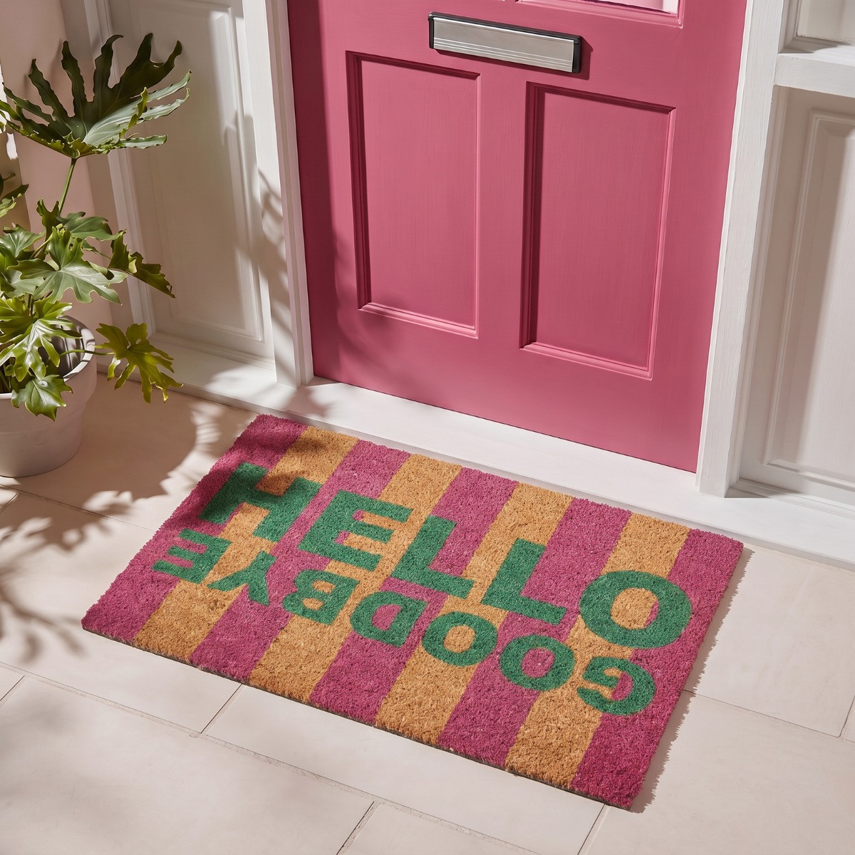 OHS Hello Goodbye Print Coir Mat - Multi>