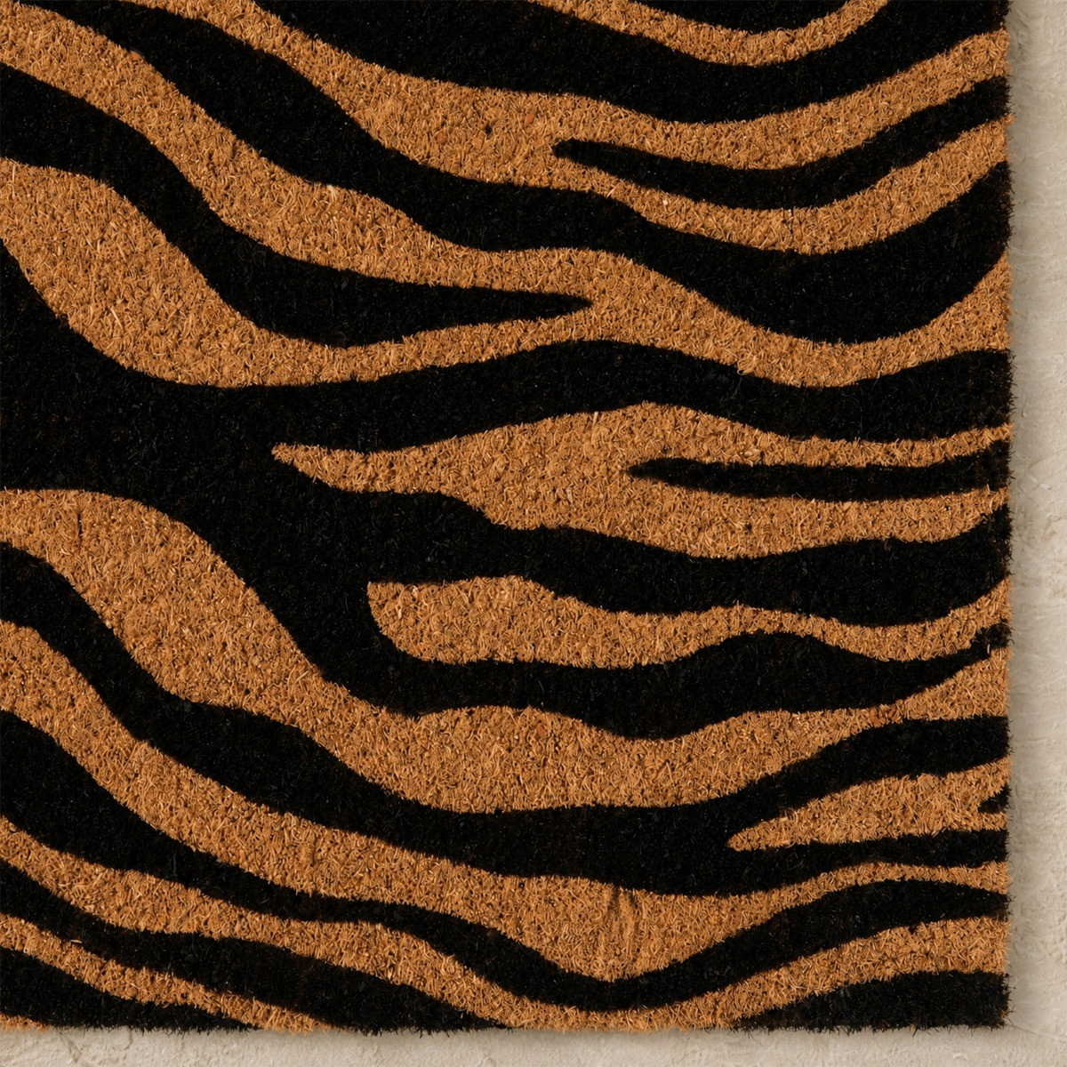 OHS Zebra Print Coir Mat - Brown/Black>