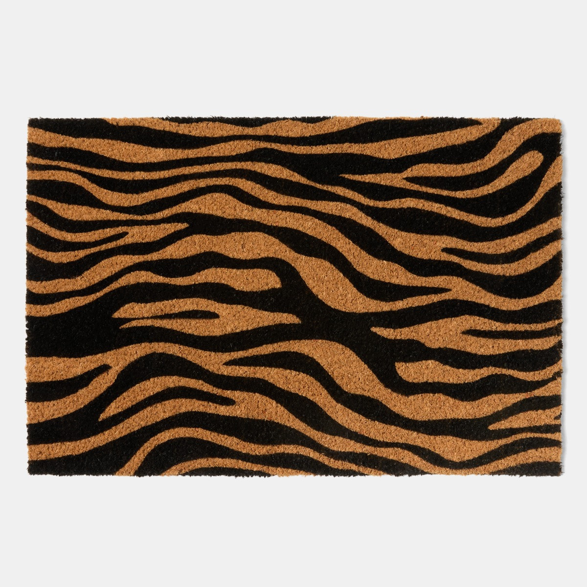 OHS Zebra Print Coir Mat - Brown/Black>