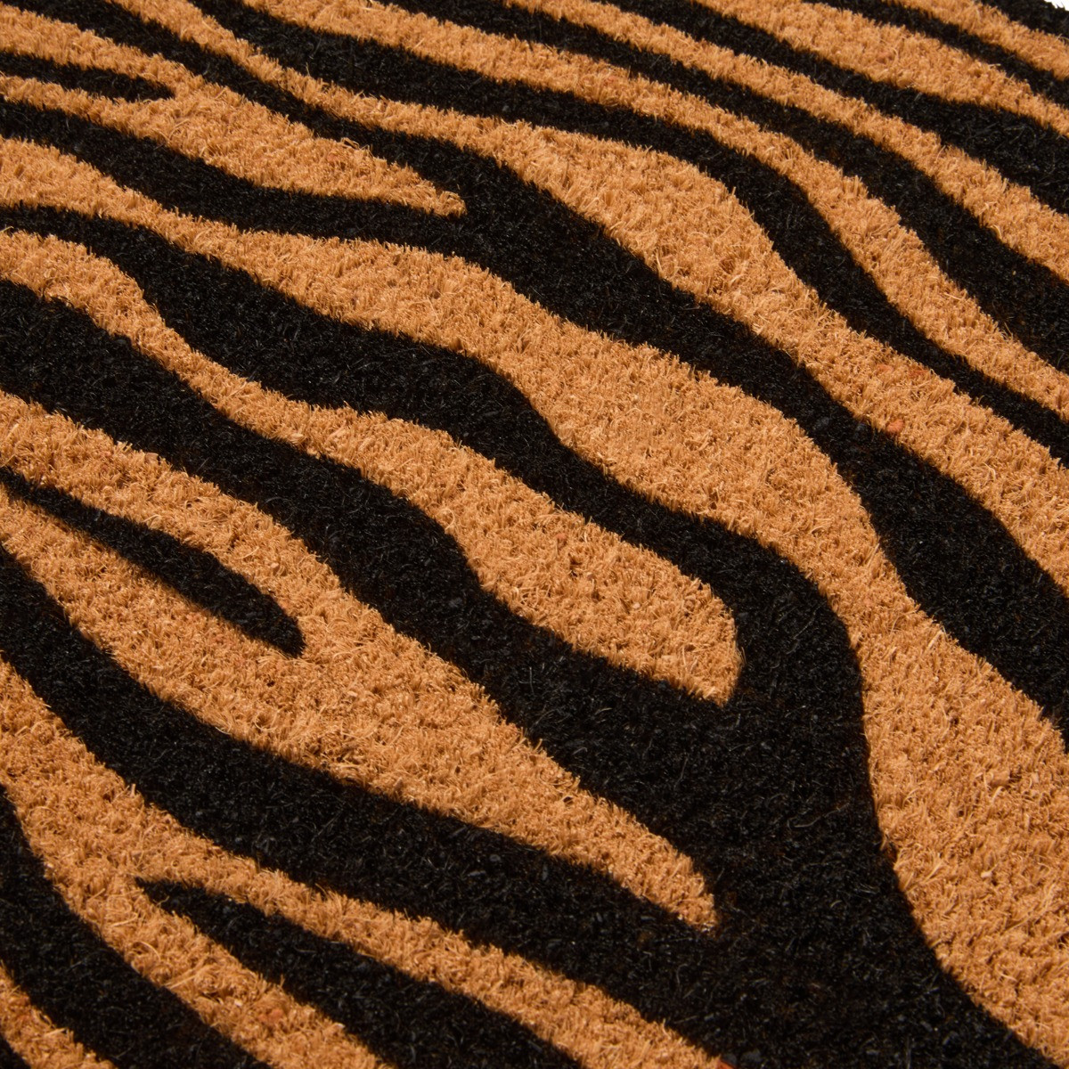 OHS Zebra Print Coir Mat - Brown/Black>