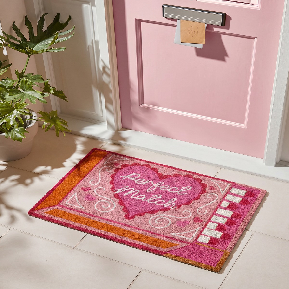 OHS Matchstick Print Coir Mat - Pink>