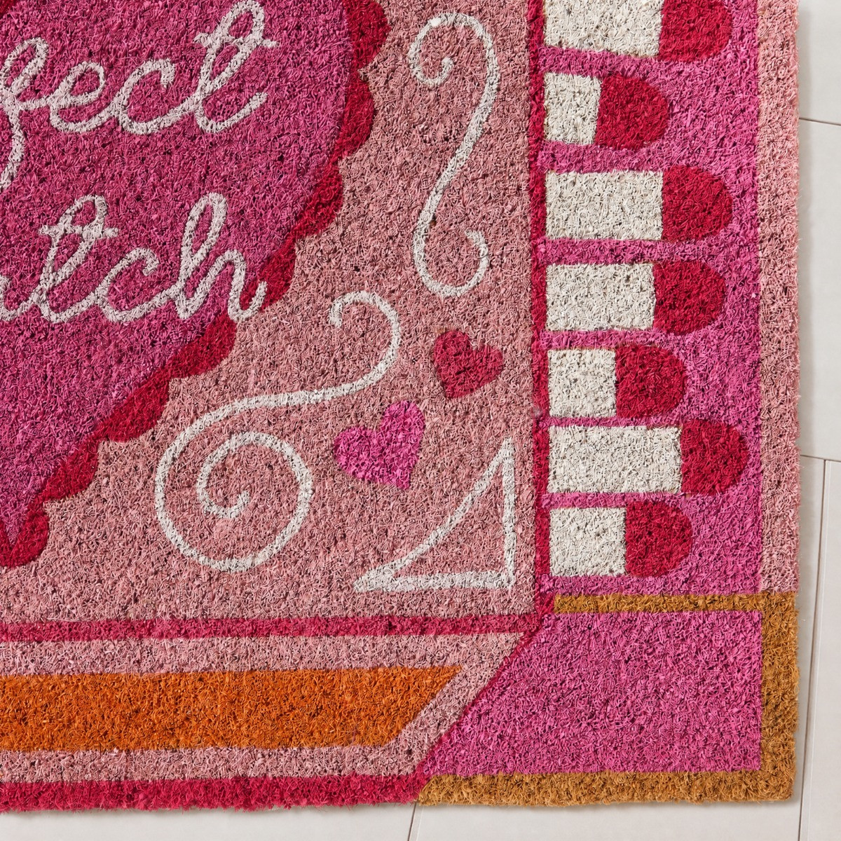 OHS Matchstick Print Coir Mat - Pink>