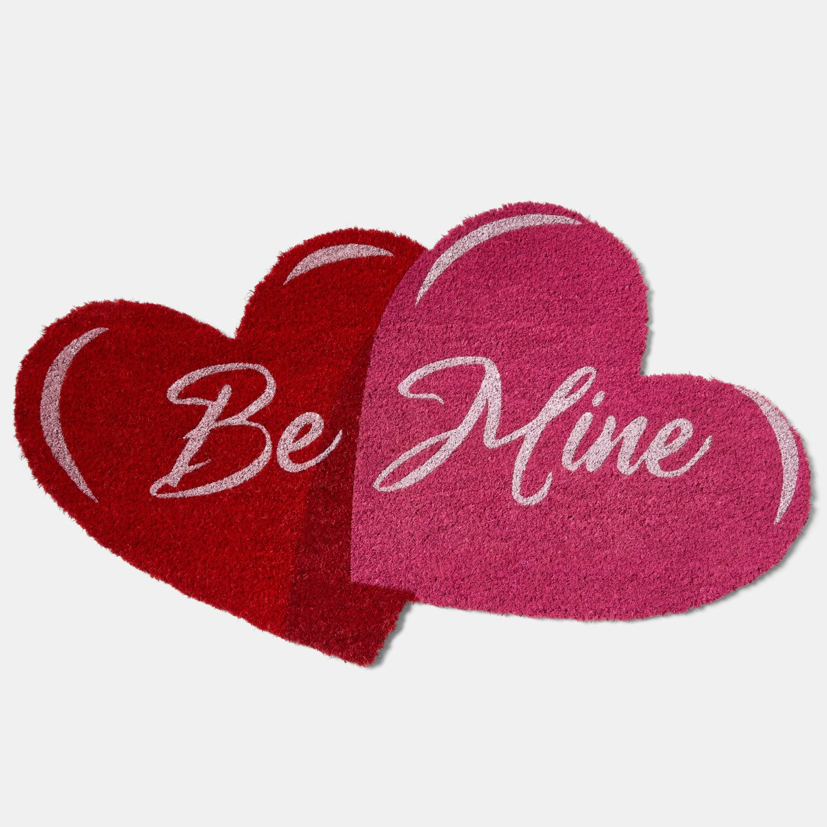 OHS Be Mine Slogan Heart Shaped Coir Mat - Red/Pink>