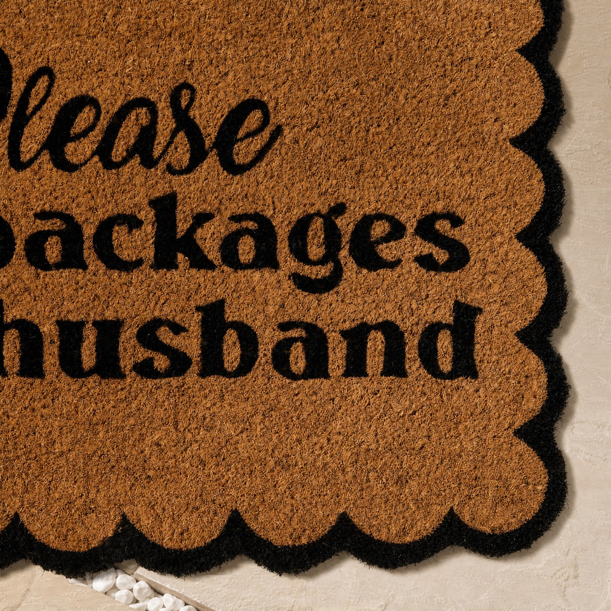 OHS Please Hide Packages Print Coir Mat - Brown/Black>