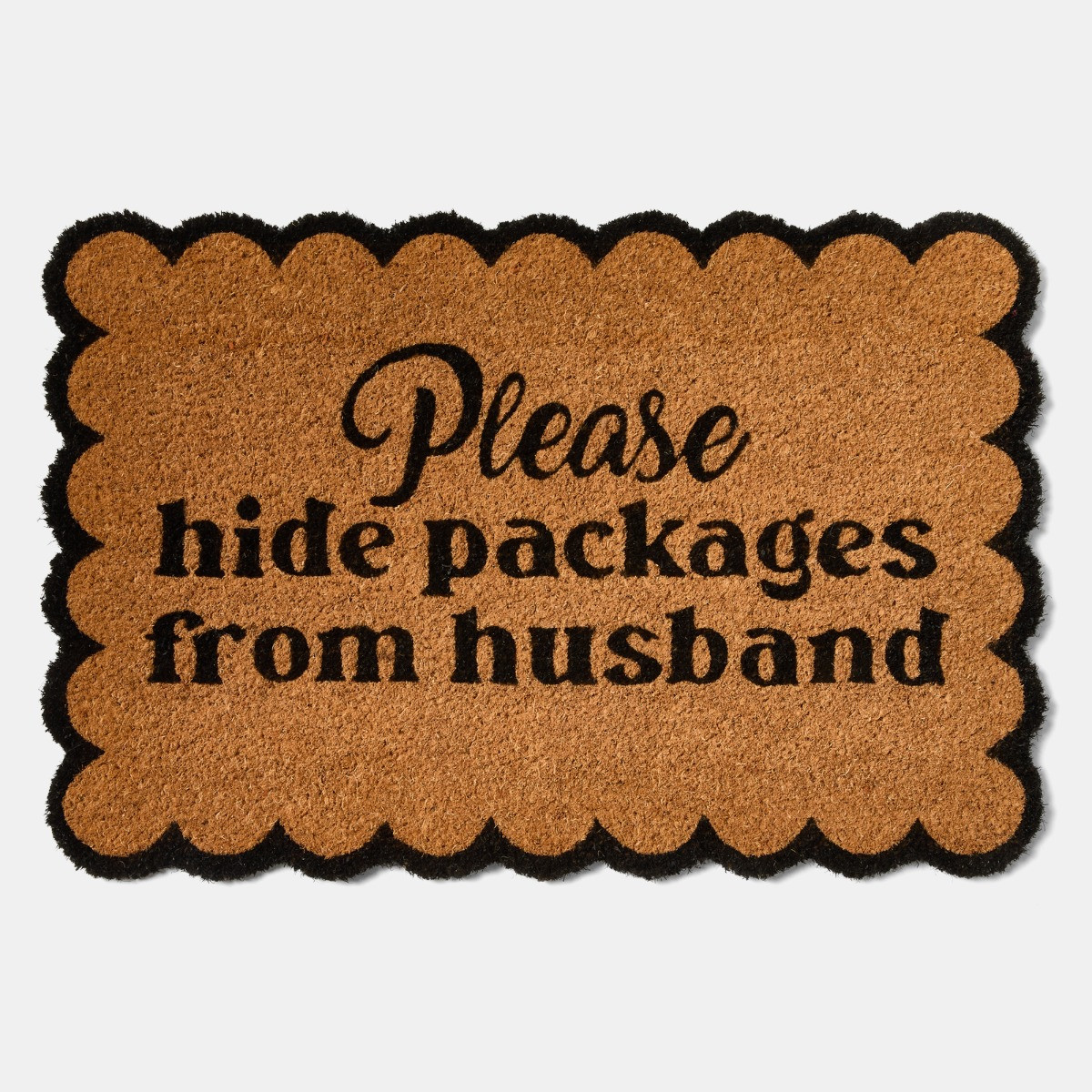 OHS Please Hide Packages Print Coir Mat - Brown/Black>