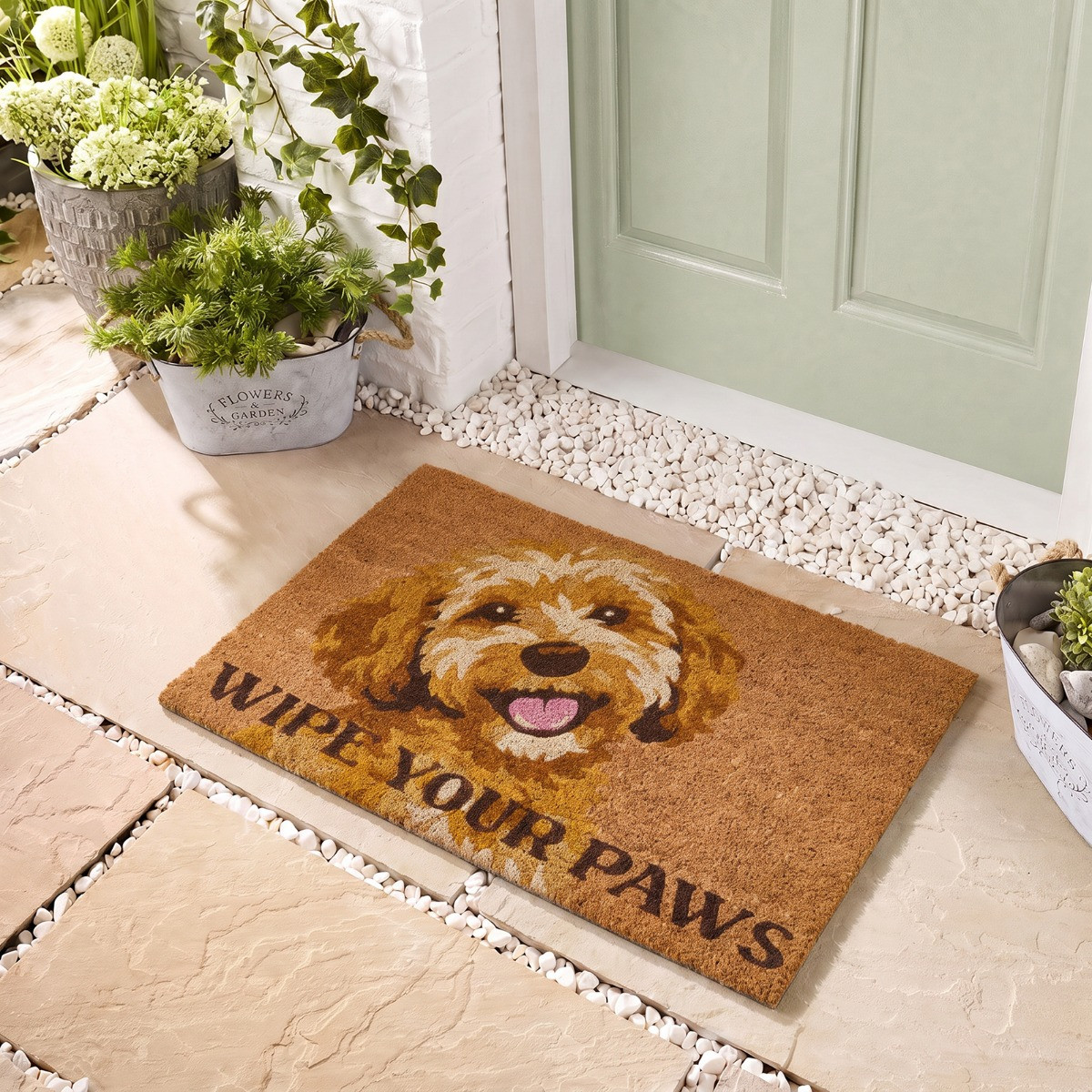 OHS Dog Print Coir Mat - Brown>