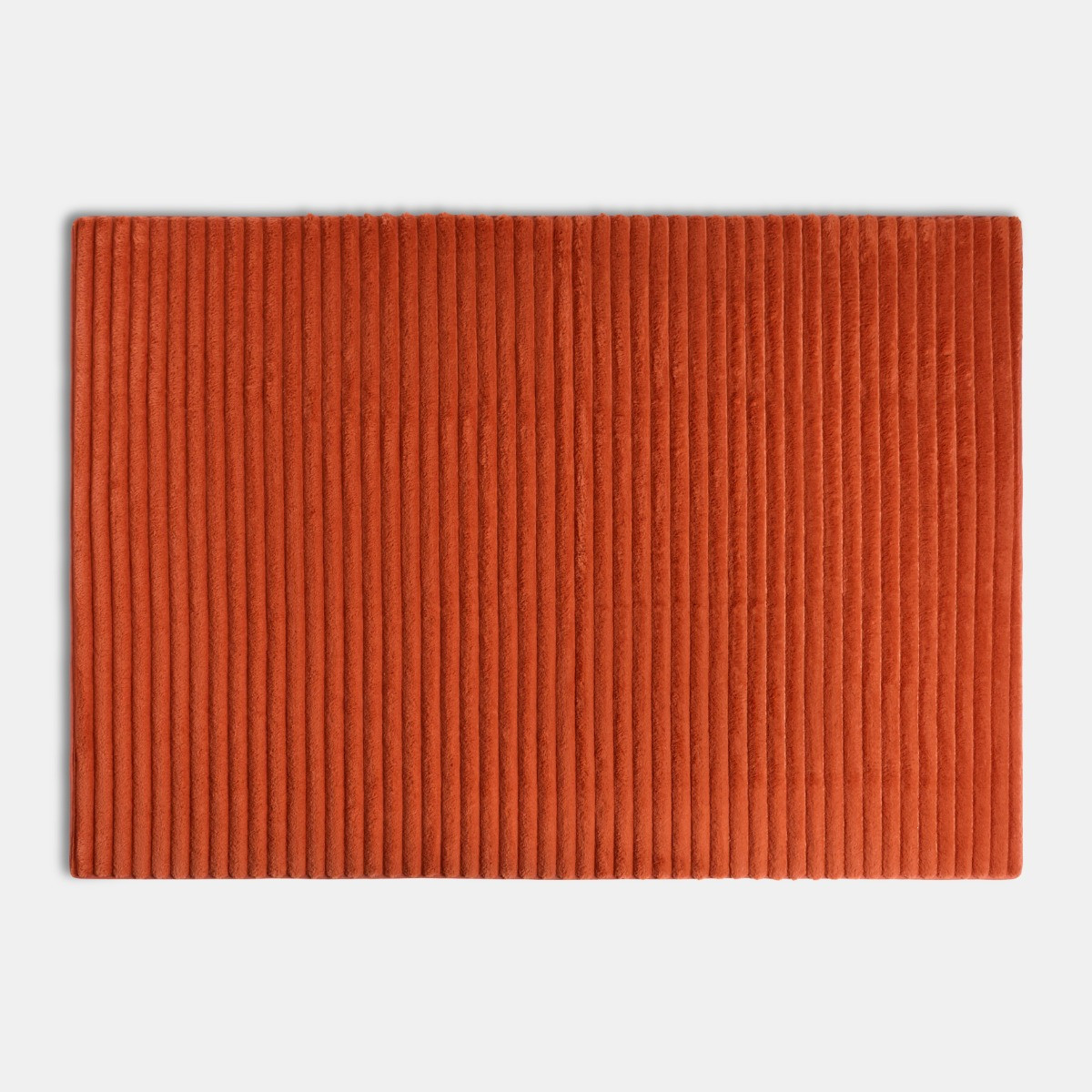 OHS Faux Fur Ribbed Rug - Rust>