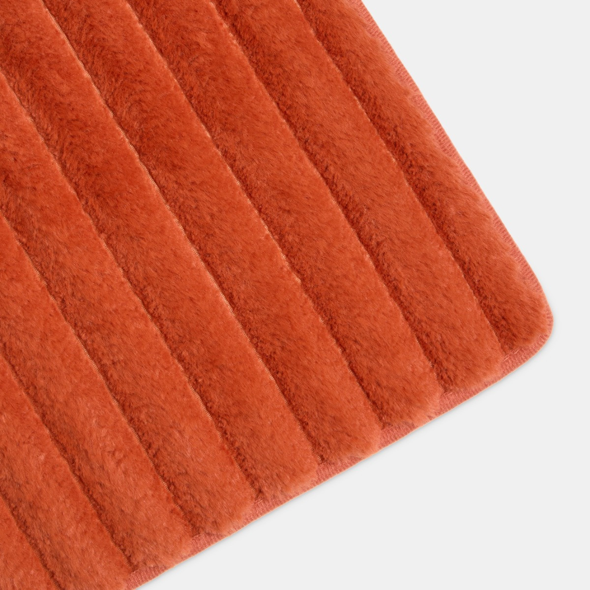 OHS Faux Fur Ribbed Rug - Rust>