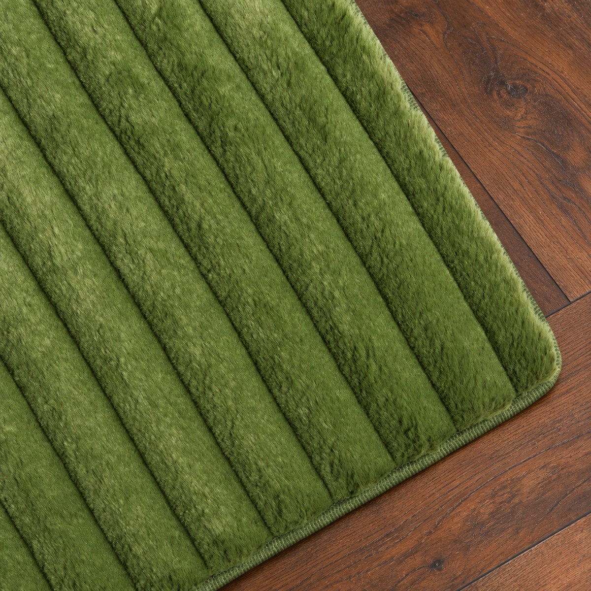 OHS Faux Fur Ribbed Rug - Woodland Green>