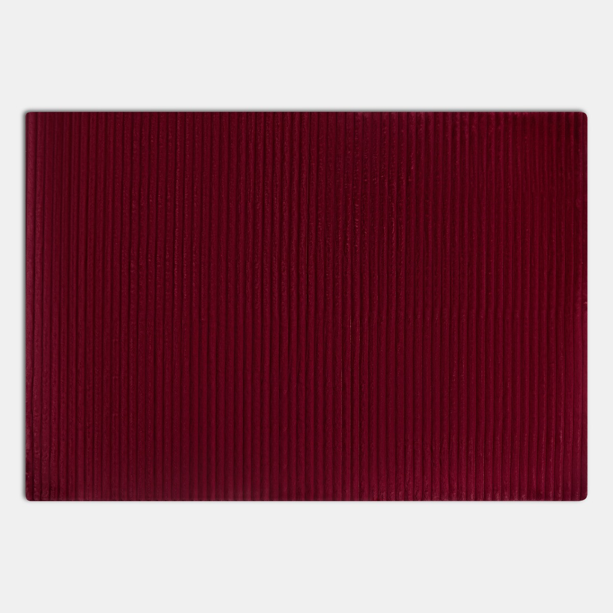 OHS Faux Fur Ribbed Rug - Burgundy>