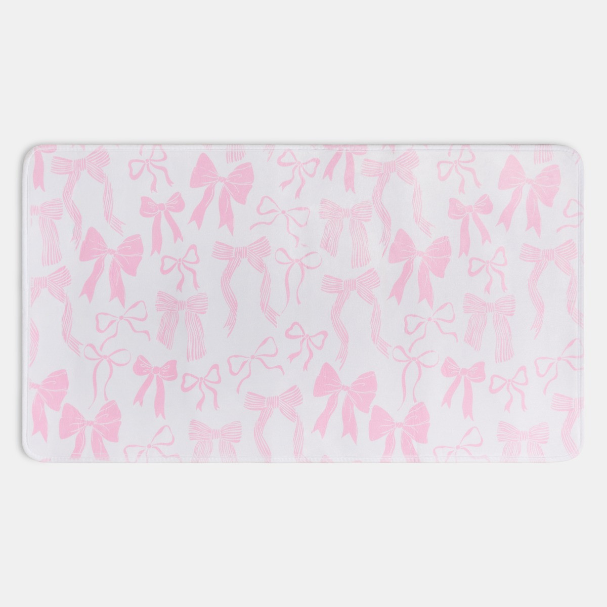 OHS Kids Washable Supersoft Bow Print Rug - White/Pink>