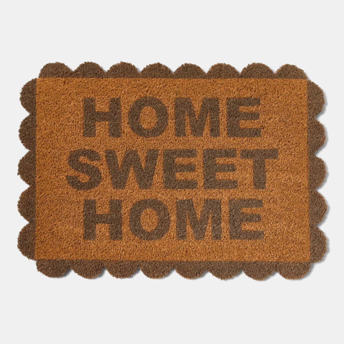 OHS Scallop Edge Home Sweet Home Printed Coir Mat - Brown/Natural>